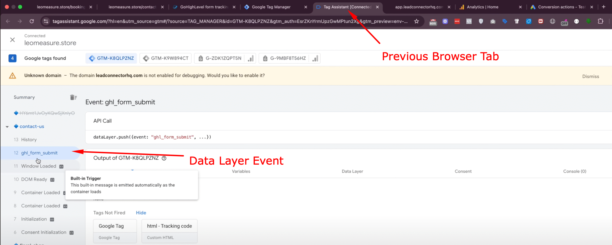 GoHighLevel DataLayer Preview
