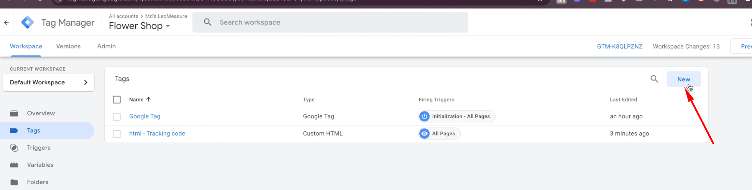 Google Tag Manager New Tag
