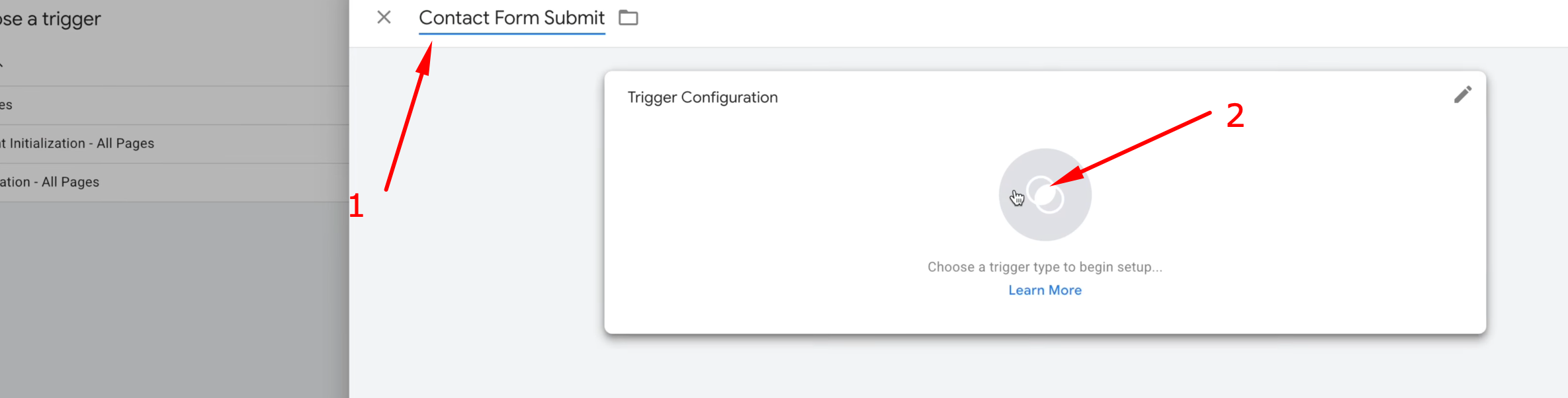 GTM Trigger Configuration