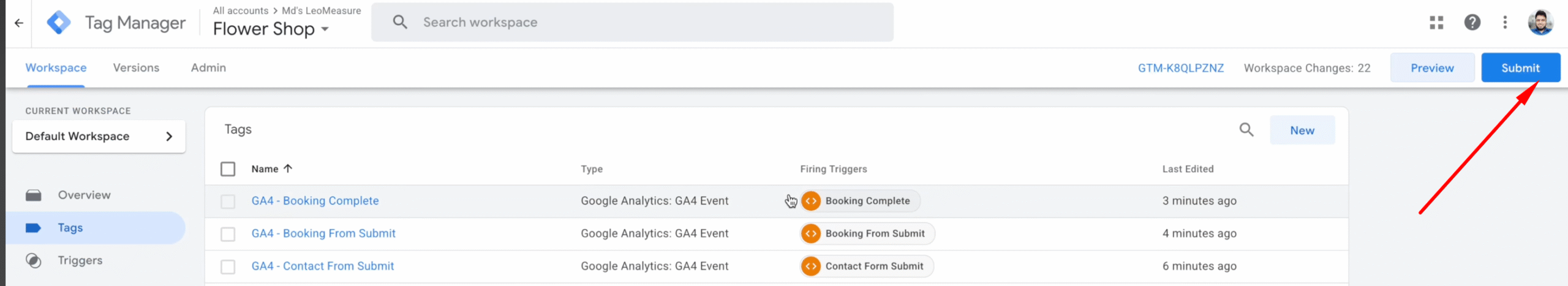 Google Tag Manager Publish Tags
