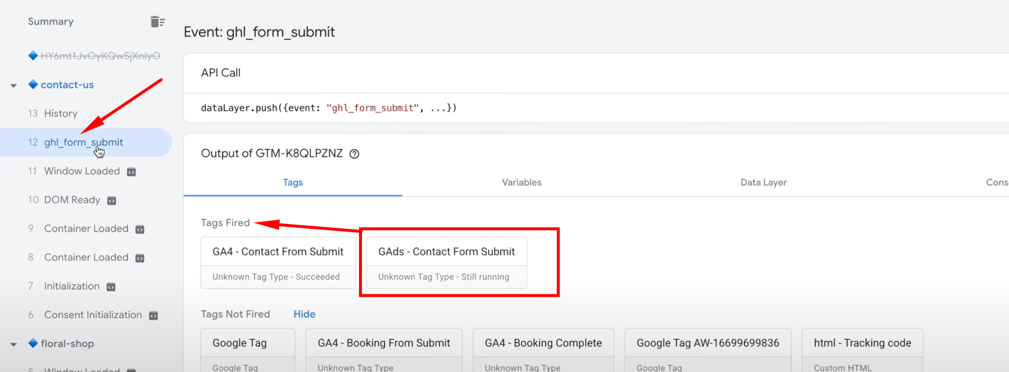 GTM DataLayer Preview