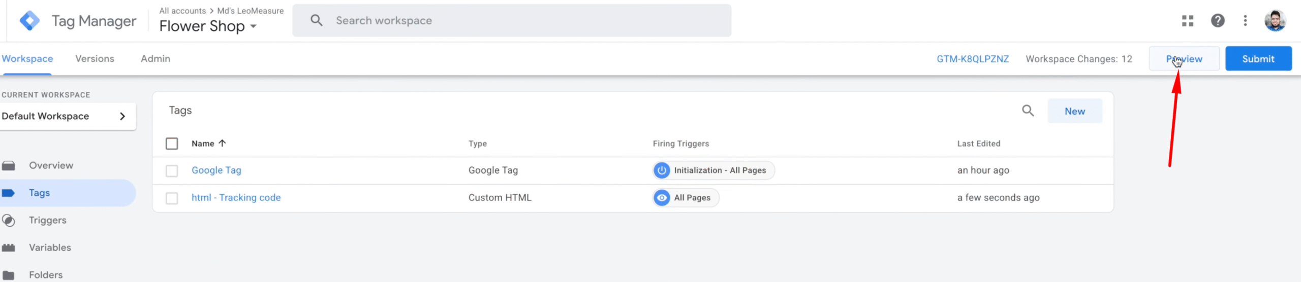 Google Tag Manager Preview